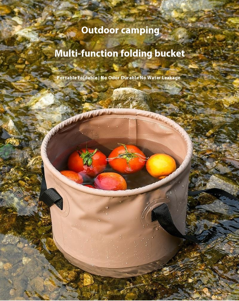 Outdoor Camping Folding Bucket, Portable Collapsible Water Container, Multipurpose Storage Barrel, Car Camping Gear, Foldable Fishing Tackle Box