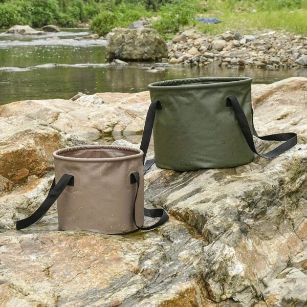 Collapsible Water Bucket - Heavy-duty 500D PVC Mesh Fabric with 600D Reinforced Handle - 5L/10L/15L/20L Capacity for Camping, Fishing & Outdoor Use - Foldable Design for Easy Storage