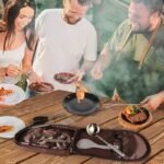 TGpao Outdoor Portable Kitchen Bag, Waterproof Camping Kitchen Organizer with Handle for Picnic Hiking Travel (20-35ML, Khaki)