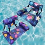 TGpao WHF 2-in-1 Inflatable Hammock Chair｜Foldable Floating Bed｜Portable Pool/Beach/Camping Furniture (Flamingo/Pastel)