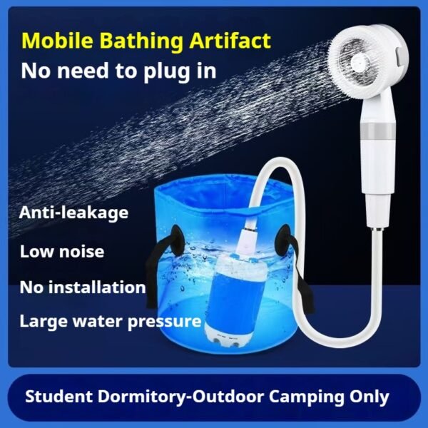 Portable rechargeable shower for construction sites Wireless camping shower for outdoor use Dormitory electric shower pump with battery Car travel mobile shower system Emergency portable shower for wilderness
