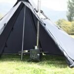 TGpao Portable Wood Stove - Mini Carbon Steel Camping Stove with Adjustable Damper, Foldable Side Shelf & 10cm Cooking Hole for Tent Heating/Cooking (5.43kg, Black)