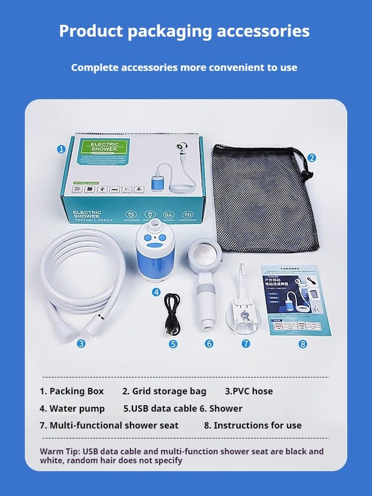 Dual-use rechargeable shower for sites/camping