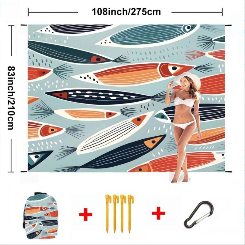 Extra Large Waterproof Beach Blanket – Sand-Free Picnic Mat for Outdoor, Camping & Travel, Portable with Carry Bag, Fits 2-6 People - Image 5