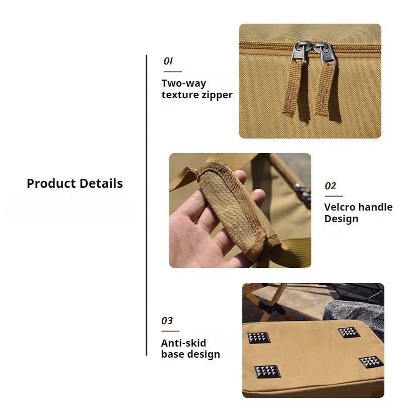 outdoor storage bag - Large 32L Camping Storage Organizer w/Multiple Pockets, Outdoor Gear & Travel Accessories Holder (Khaki, 600D Oxford) - Image 4