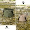 Outdoor Camping Folding Bucket, Portable Collapsible Water Container, Multipurpose Storage Barrel, Car Camping Gear, Foldable Fishing Tackle Box, Expandable Water Storage, Lightweight Portable Tank, Emergency Survival Kit, Hiking Equipment, Eco-Friendly Portable Container, Military Green Folding Bucket, Coffee-Colored Collapsible Barrel, 5L/10L/20L Capacity, Durable Nylon Material, Quick-Drying, Space-Saving Design, Reusable, BPA-Free.