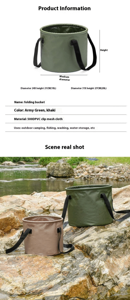 Outdoor Camping Folding Bucket, Portable Collapsible Water Container, Multipurpose Storage Barrel, Car Camping Gear, Foldable Fishing Tackle Box