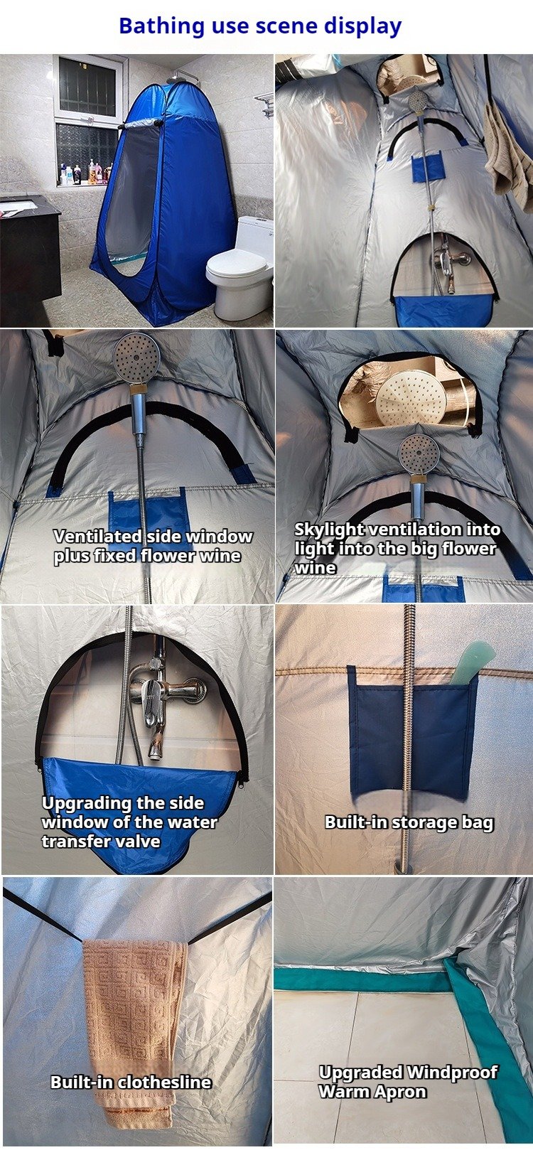 Waterproof Pop-Up Shower Tent for Camping, Lightweight Outdoor Changing Room with Windows, Instant Setup Privacy Shelter for Beach, Portable Toilet Tent with Carry Bag