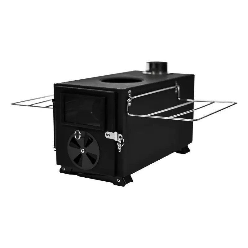 Portable Wood Stove - Mini Carbon Steel Camping Stove with Adjustable Damper, Foldable Side Shelf & 10cm Cooking Hole for Tent Heating/Cooking (5.43kg, Black) - Image 5