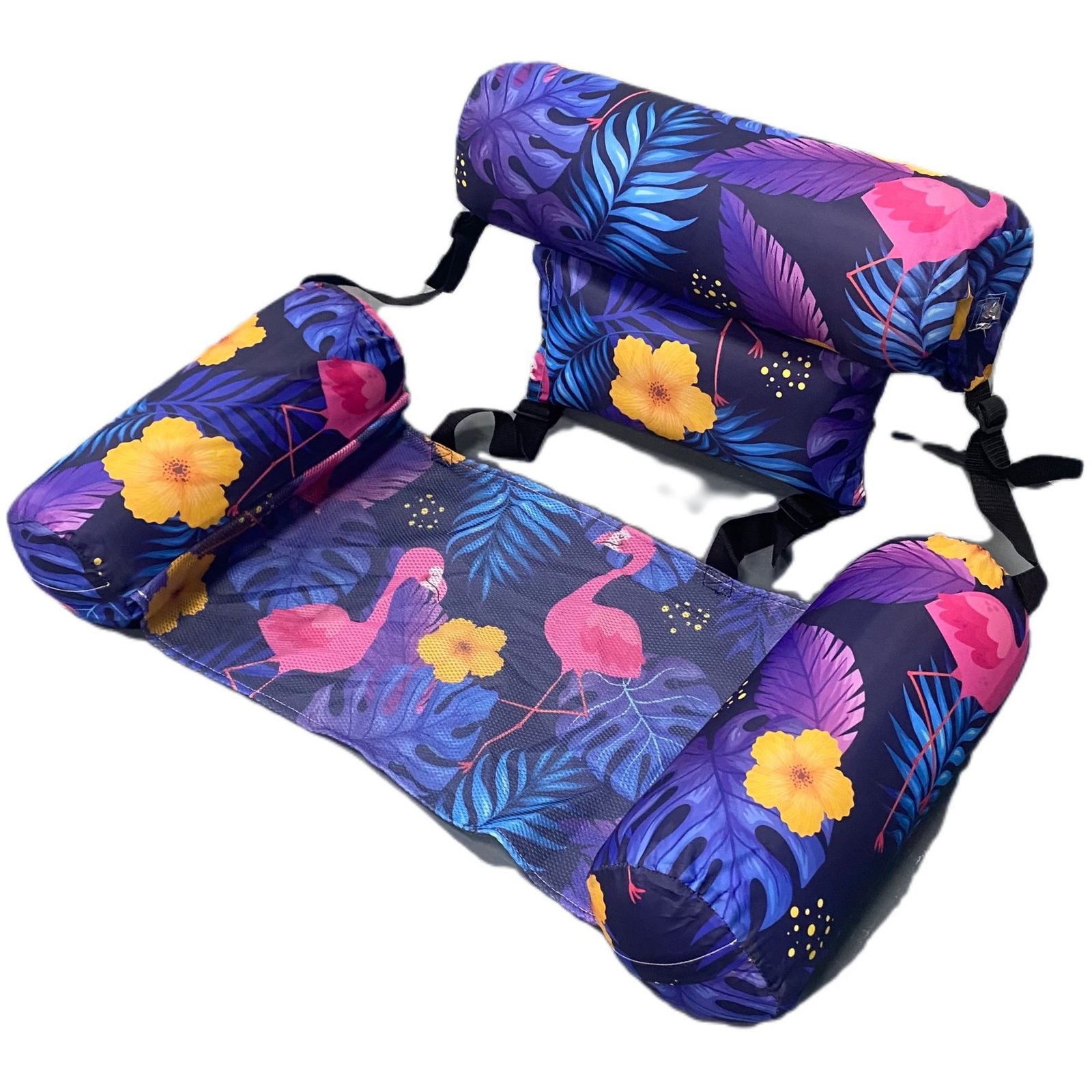 WHF 2-in-1 Inflatable Hammock Chair|Foldable Floating Bed|Portable Pool/Beach/Camping Furniture (Flamingo/Pastel) - Image 3