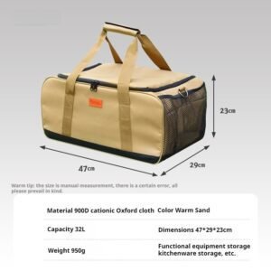 outdoor storage bag - Large 32L Camping Storage Organizer w/Multiple Pockets, Outdoor Gear & Travel Accessories Holder (Khaki, 600D Oxford) - khaki, 32L