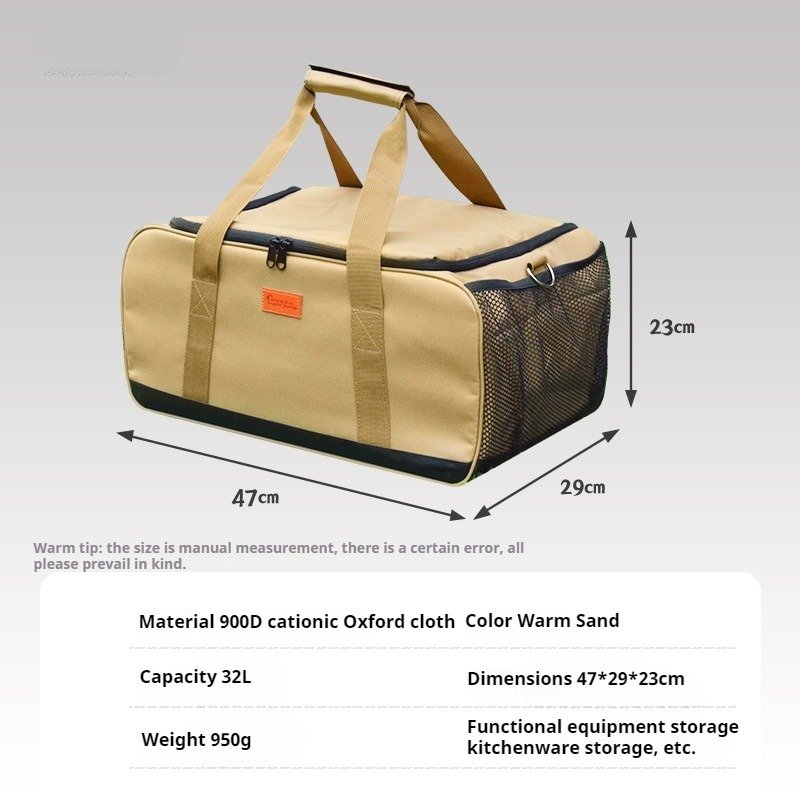 outdoor storage bag - Large 32L Camping Storage Organizer w/Multiple Pockets, Outdoor Gear & Travel Accessories Holder (Khaki, 600D Oxford) - Image 5