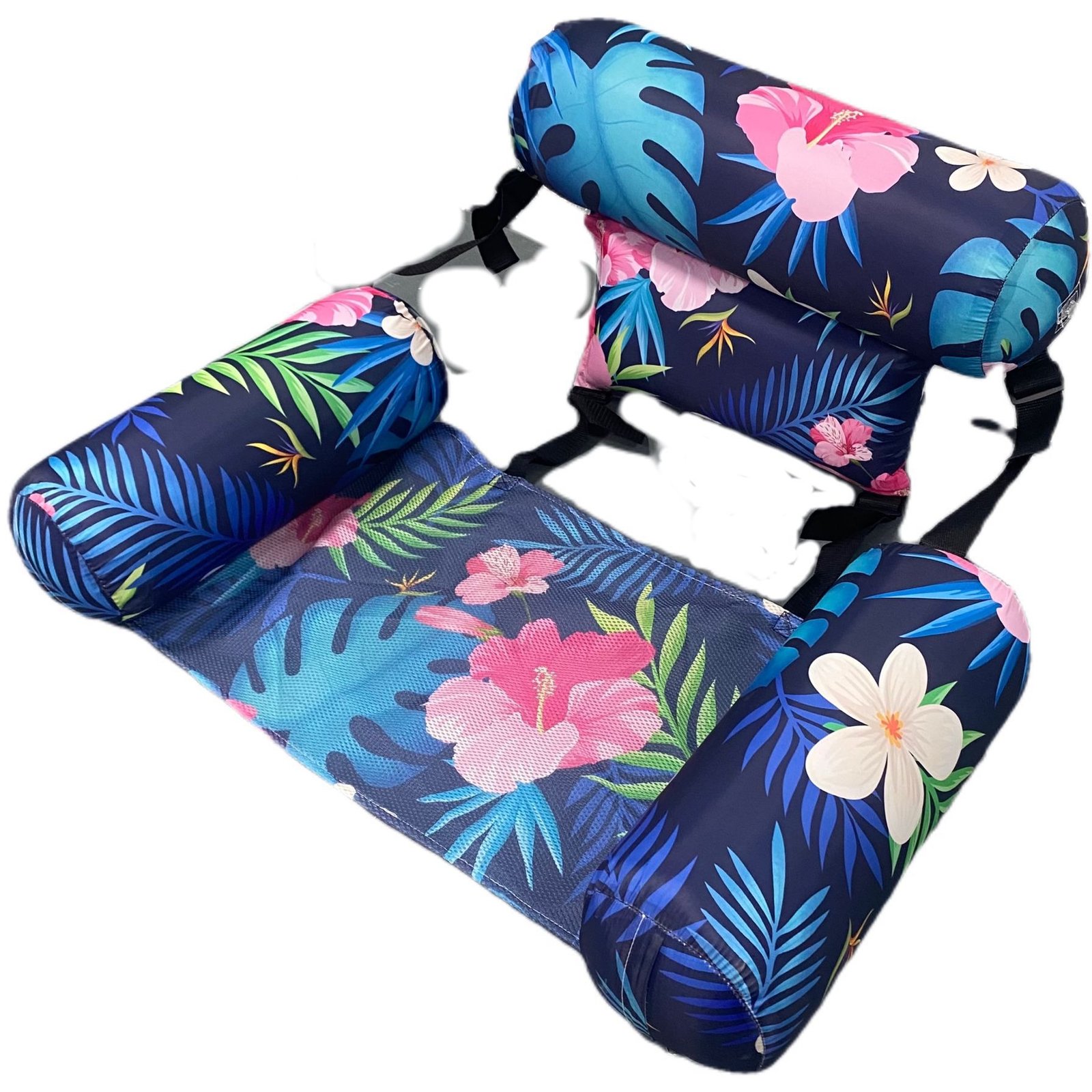 WHF 2-in-1 Inflatable Hammock Chair|Foldable Floating Bed|Portable Pool/Beach/Camping Furniture (Flamingo/Pastel) - Image 2