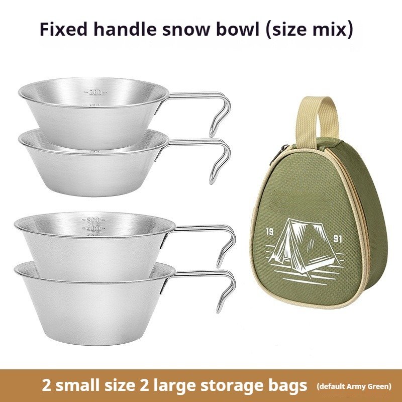 Portable Stainless Steel Camping Bowl Set with Handle, 304 Food-Grade Outdoor Picnic Tableware for Hiking Backpacking (300ml/500ml) - Image 7
