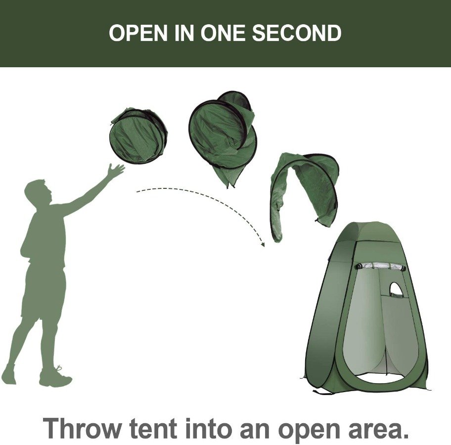 Waterproof folding bath tent with built-in storage