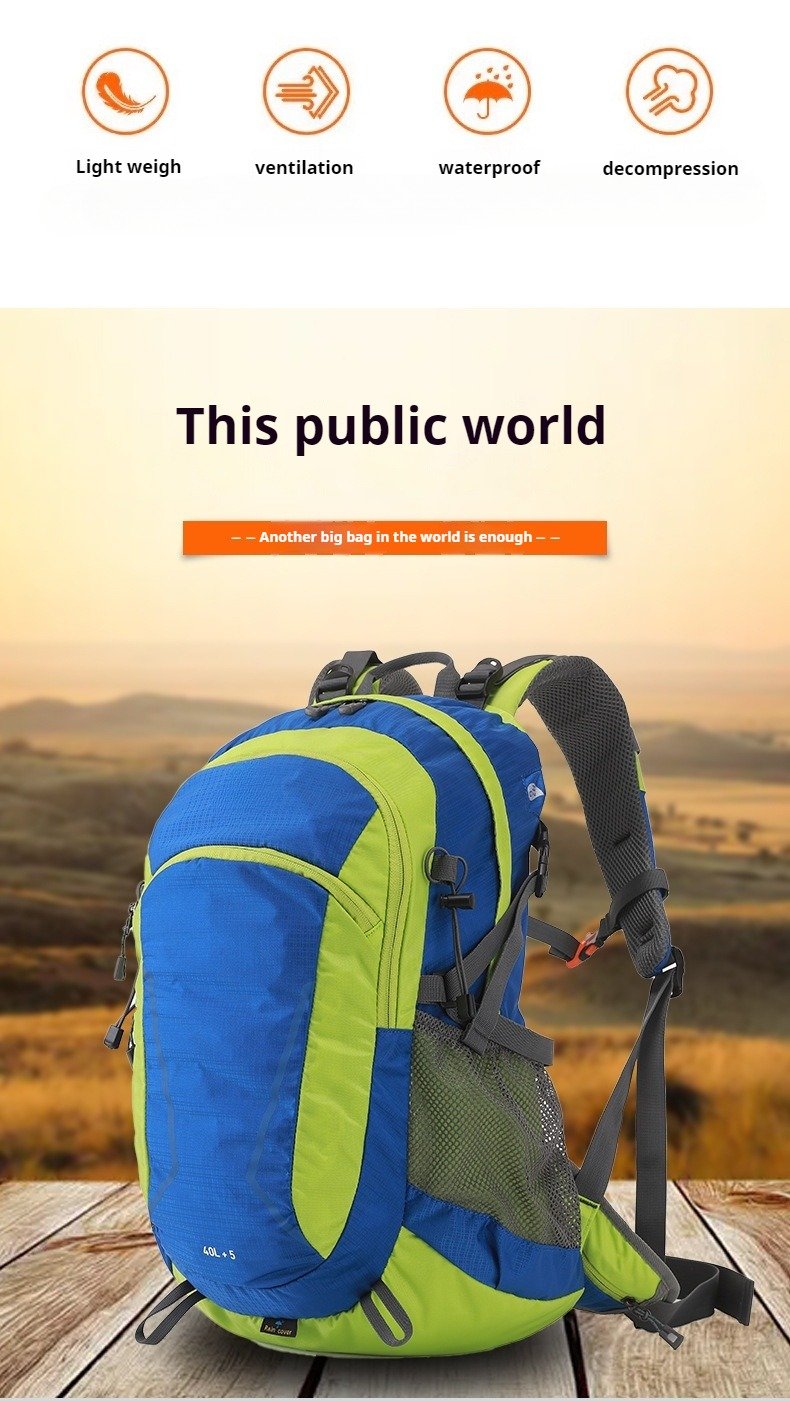 breathable hiking backpack for summer, ergonomic travel backpack for men, women's waterproof backpack for camping, large capacity trekking bag with rain cover