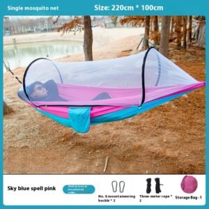 "Migratory Outdoor Mosquito Net Hammock - Quick-Drying Nylon Taffeta Camping Hammock with UV Protection - Portable Hanging Chair for Family Beach Camping"