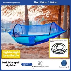 "Migratory Outdoor Mosquito Net Hammock - Quick-Drying Nylon Taffeta Camping Hammock with UV Protection - Portable Hanging Chair for Family Beach Camping"