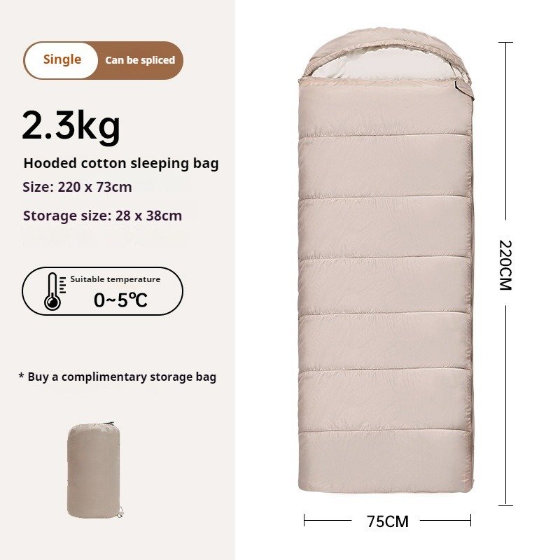 Envelope Sleeping Bag with Hood - 4 Season, Lightweight (1.1-2.5kg), for Camping/Travel/Hotel, Connectable to Double Size, Washable Polyester - Image 10