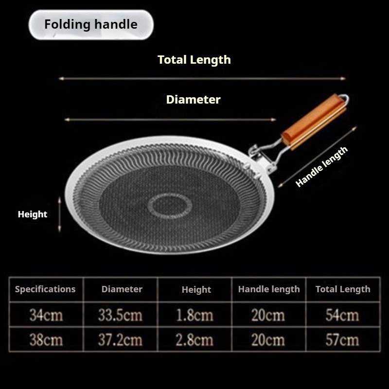 304 Stainless Steel Cooking Plate - Double-Sided Smokeless BBQ Griddle with Foldable Handle, 34cm/38cm Non-Stick Outdoor Cooking Pan for Gas Stove - Image 6