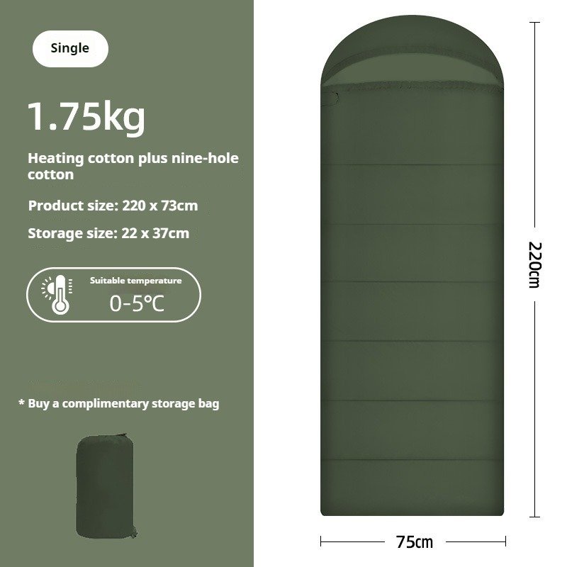 Envelope Sleeping Bag with Hood - 4 Season, Lightweight (1.1-2.5kg), for Camping/Travel/Hotel, Connectable to Double Size, Washable Polyester - Image 12