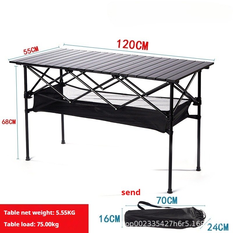 Aluminum Folding Table - Portable Adjustable Height Camping Table with Umbrella Hole | Collapsible BBQ Grill Table for Outdoor Use - Image 4