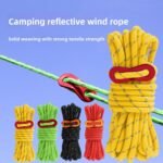 TGpao Reflective Tent Guyline Rope – 4mm Heavy-Duty Camping Rope, 16-Strand Braided, 200KG Load Capacity, Adjustable Aluminum Hook, High-Visibility for Outdoor/Backpacking/Tarp