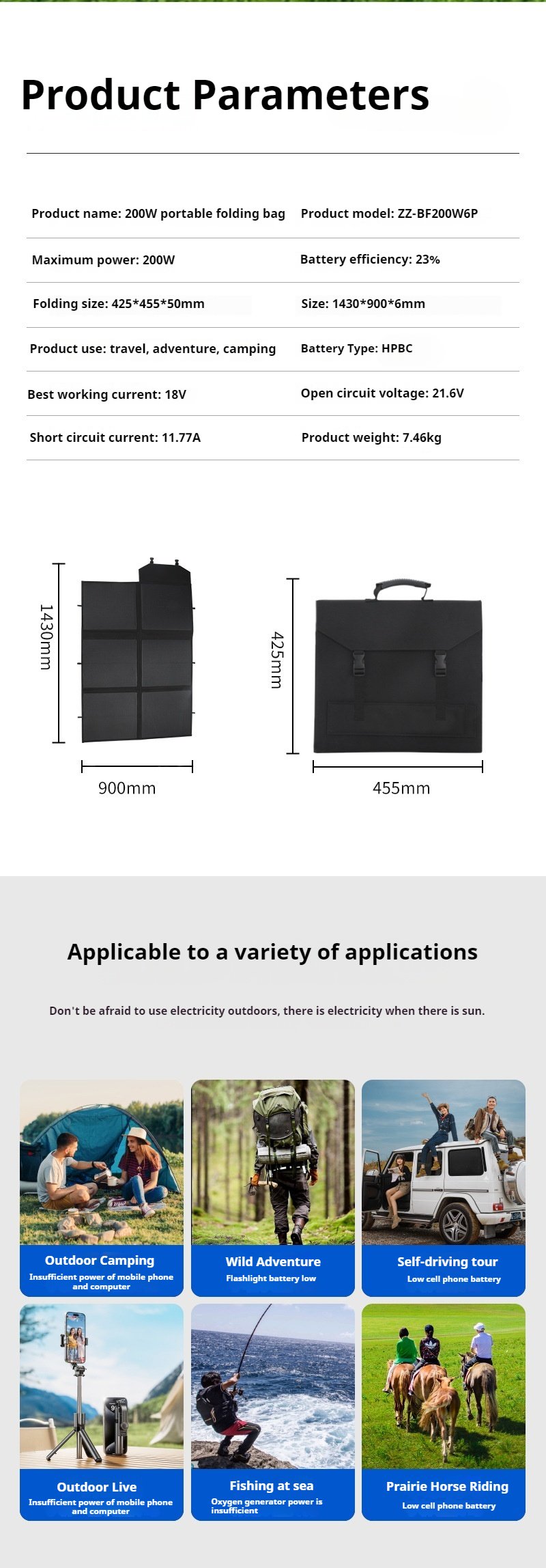 waterproof portable solar panel for camping