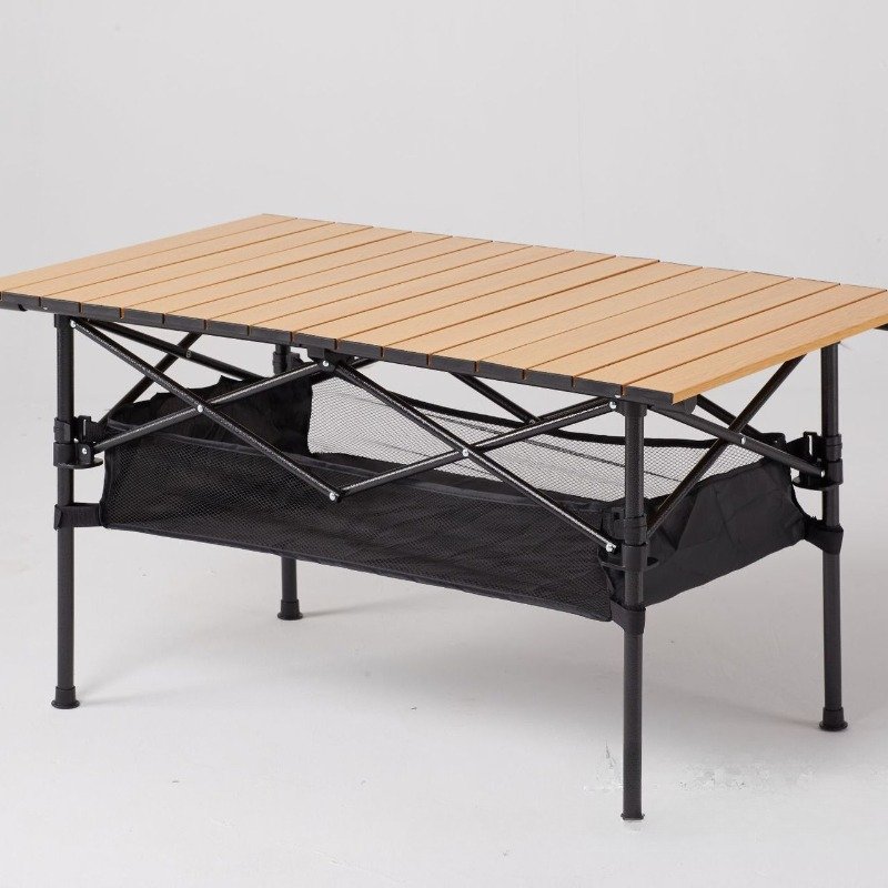 Aluminum Folding Table - Portable Adjustable Height Camping Table with Umbrella Hole | Collapsible BBQ Grill Table for Outdoor Use - Image 5