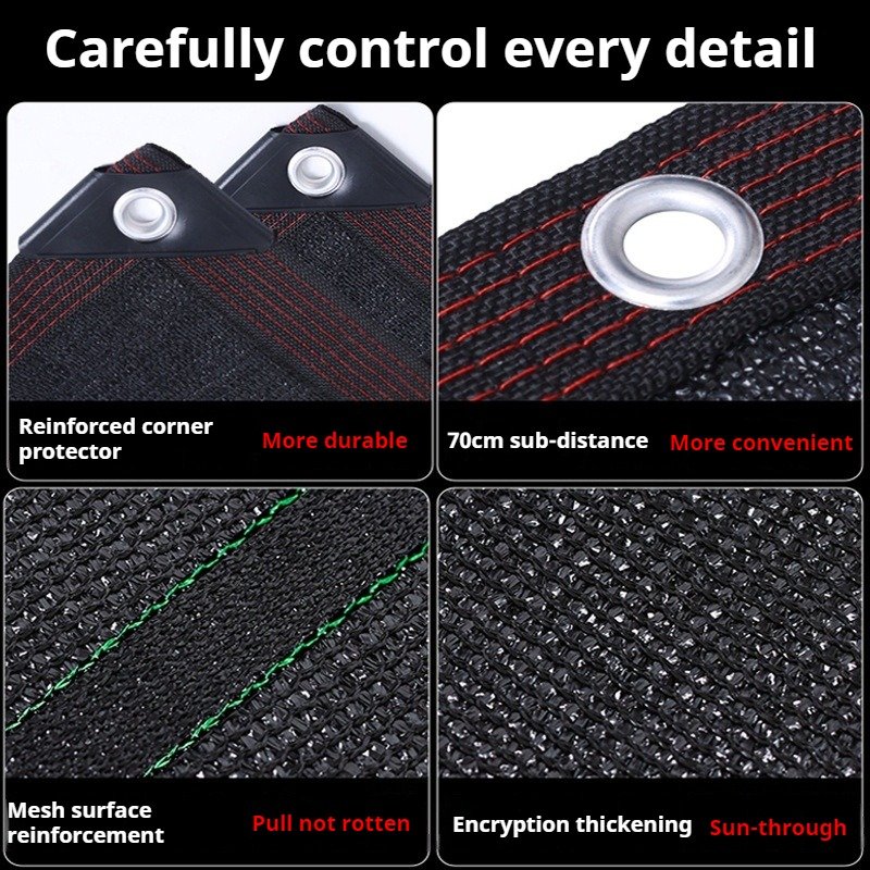 Heavy-Duty Black Shade Cloth for Plants - UV Resistant Sunscreen Net for Garden, Greenhouse, Balcony (2m-12m Width, Multiple Sizes) - Image 3