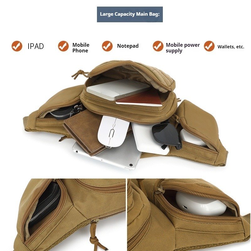 Tactical Waist Pack - Multi-Functional Outdoor Chest Bag, Durable Oxford Fabric, Concealed Carry for Hiking/Sports (Black, Khaki, Green, CP) - Image 4