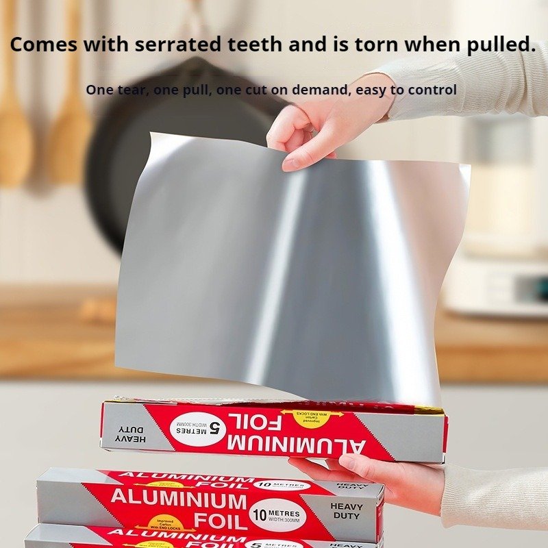 Heavy Duty Aluminum Foil - 2M/7M Food Grade Non-Stick Baking Foil, Pre-Cut Perforated Sheets for Oven/Grill/Air Fryer, Heat Resistant (-30°C~230°C) - Image 4
