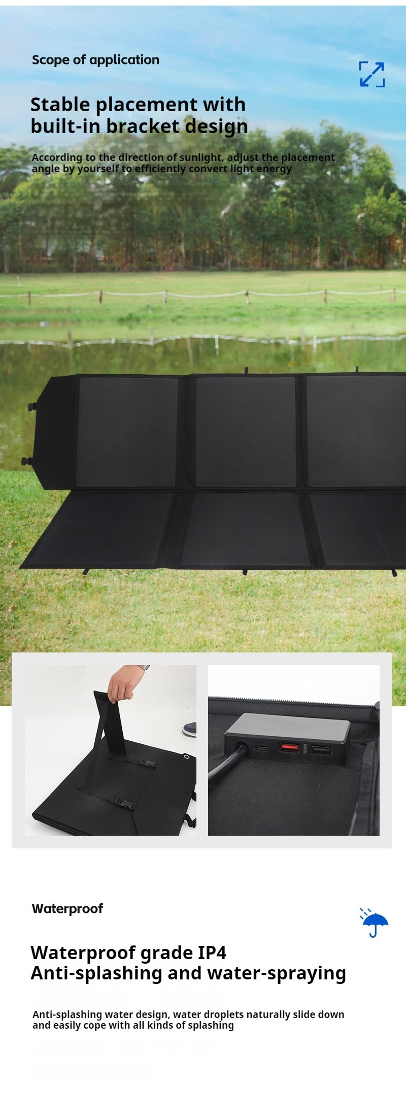 lightweight 200w folding solar panel for RV