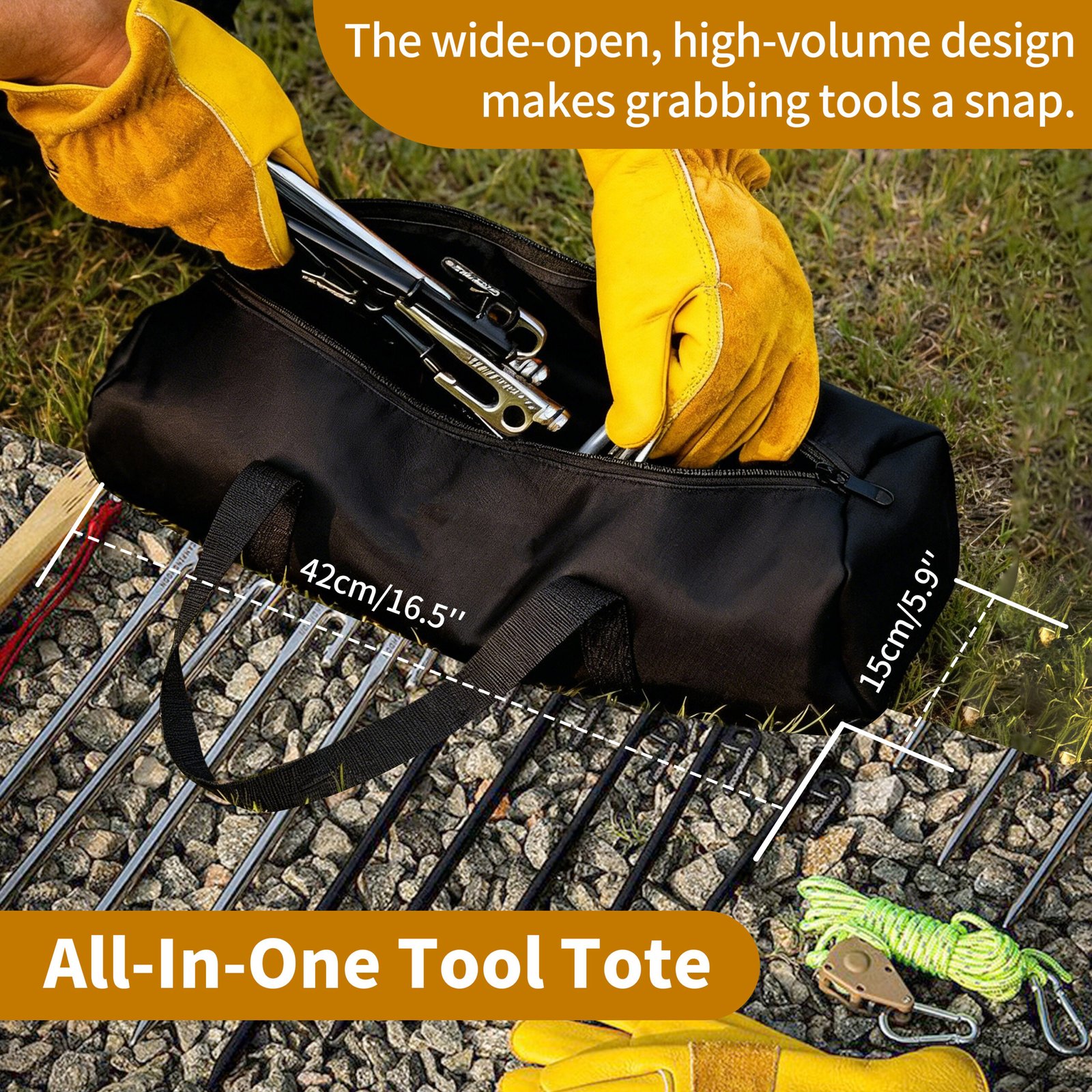 Portable & Lightweight Easy to Carry:Canvas tool bag Equipped with a durable handle and bonus carabiner clip for attaching to backpacks, tents, or bike racks. Weighs only 105g (3.7oz)