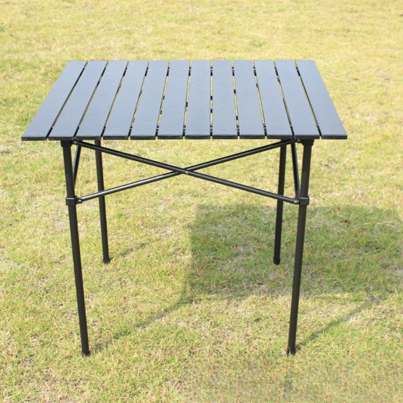 Aluminum Folding Table - Portable Adjustable Height Camping Table with Umbrella Hole | Collapsible BBQ Grill Table for Outdoor Use - Image 2
