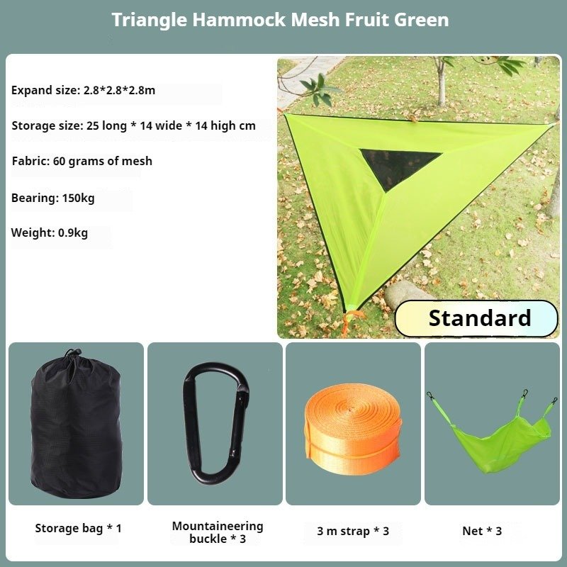 Portable Triangle Hammock - 60g Mesh, 150kg Capacity, Lightweight (1.2kg) for Camping/Backpacking, with Carrying Bag (280/400cm) - Image 8