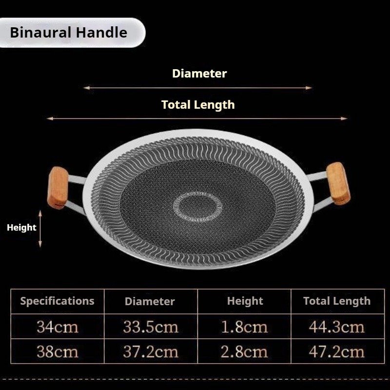 304 Stainless Steel Cooking Plate - Double-Sided Smokeless BBQ Griddle with Foldable Handle, 34cm/38cm Non-Stick Outdoor Cooking Pan for Gas Stove - Image 11