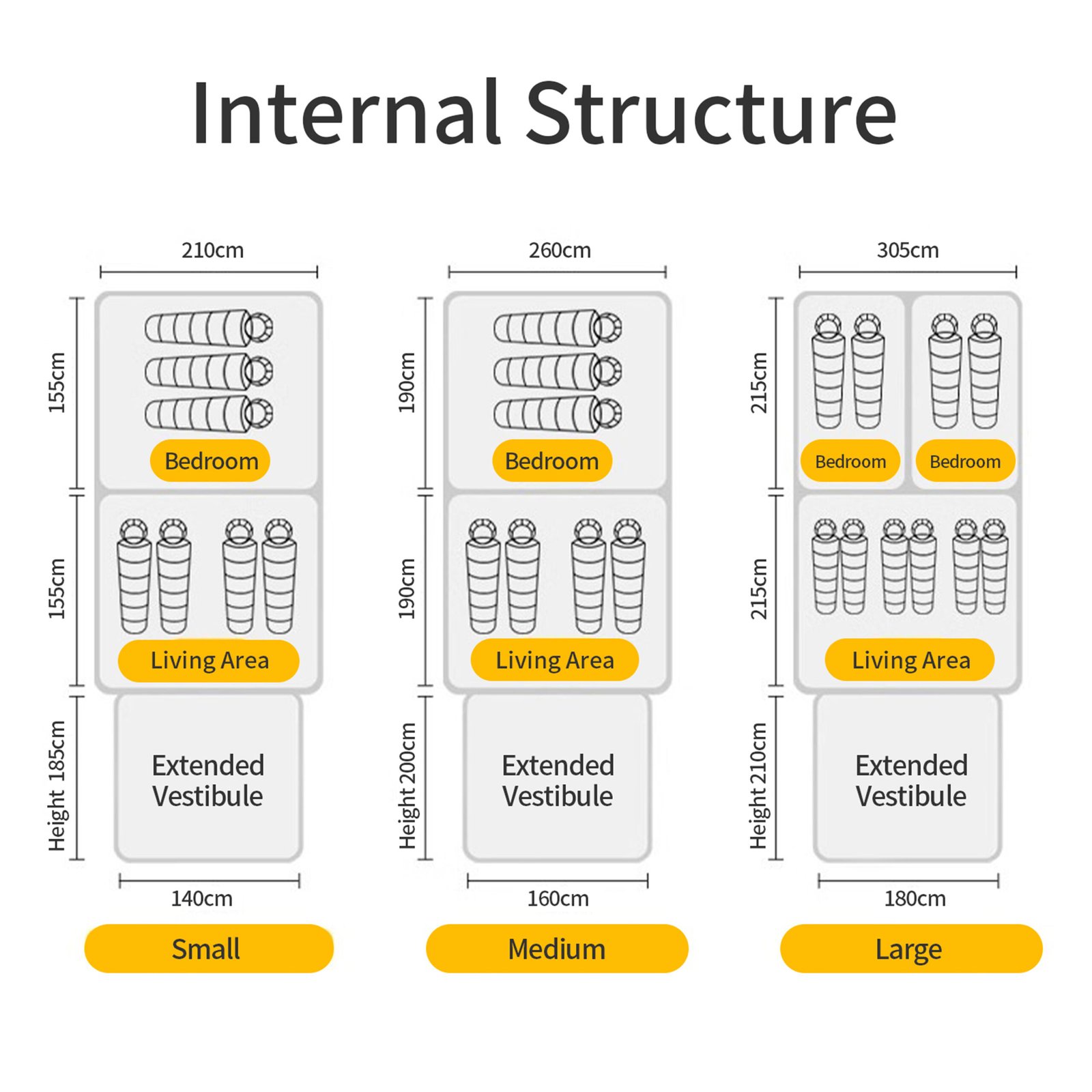 big camping tent with rooms