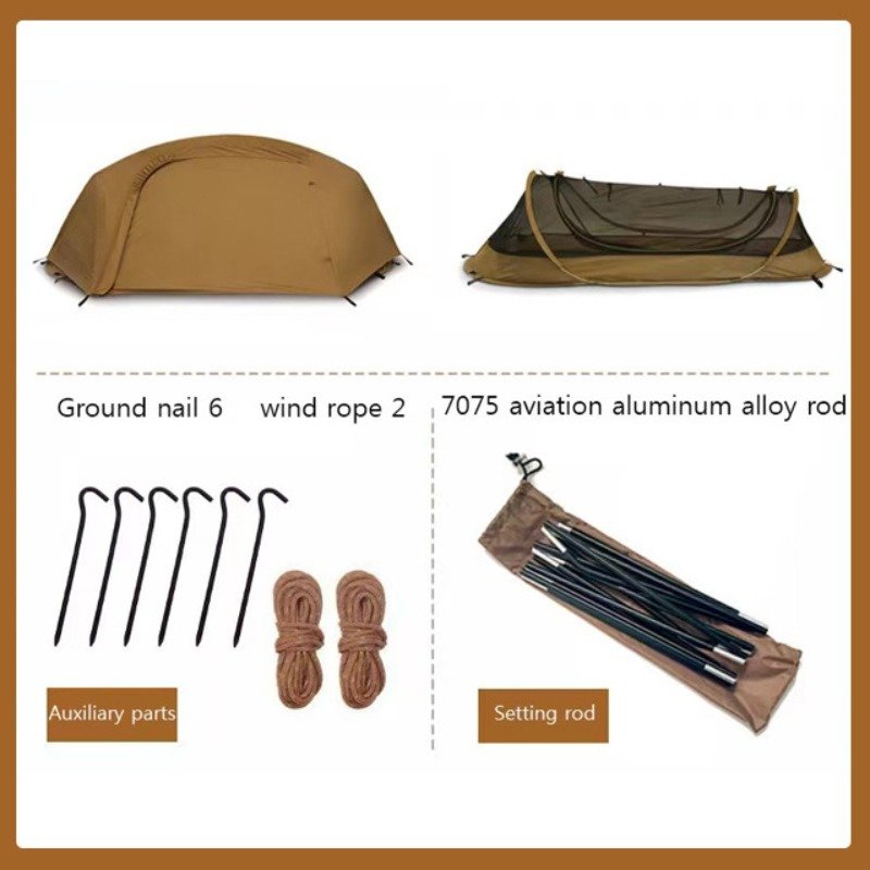 Instant Pop-Up Mosquito Net ultralight backpacking tent - Single Person, Waterproof, Compact & Lightweight (2.2kg) for Camping/Hiking, with Rainfly (80×220cm) - Image 7