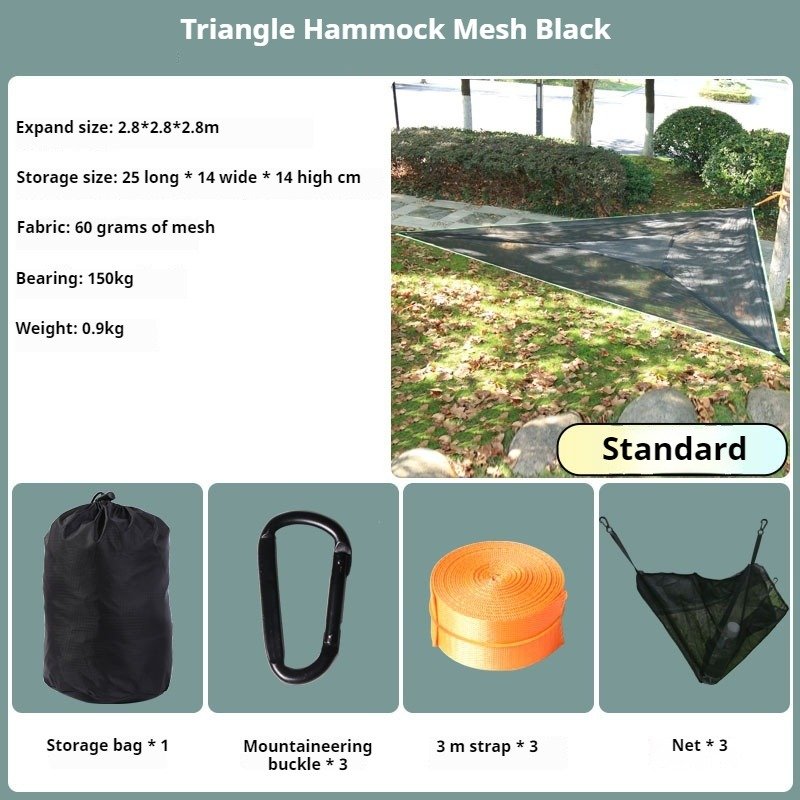 Portable Triangle Hammock - 60g Mesh, 150kg Capacity, Lightweight (1.2kg) for Camping/Backpacking, with Carrying Bag (280/400cm) - Image 9