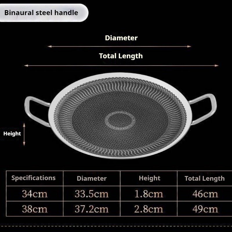 304 Stainless Steel Cooking Plate - Double-Sided Smokeless BBQ Griddle with Foldable Handle, 34cm/38cm Non-Stick Outdoor Cooking Pan for Gas Stove - Image 9