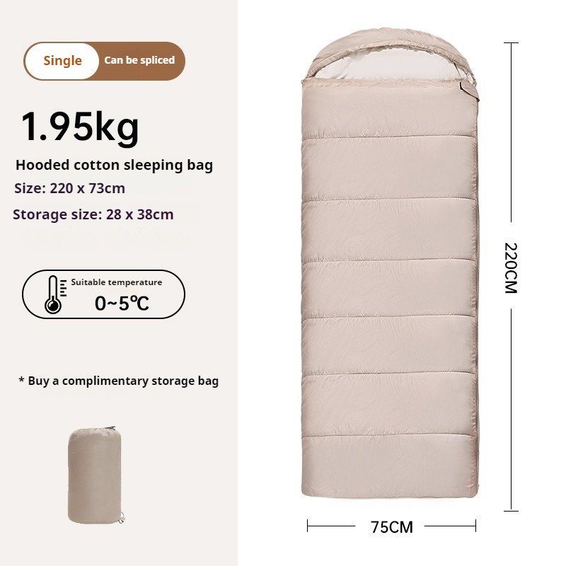 Envelope Sleeping Bag with Hood - 4 Season, Lightweight (1.1-2.5kg), for Camping/Travel/Hotel, Connectable to Double Size, Washable Polyester - Image 9