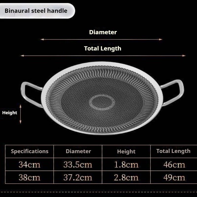 304 Stainless Steel Cooking Plate - Double-Sided Smokeless BBQ Griddle with Foldable Handle, 34cm/38cm Non-Stick Outdoor Cooking Pan for Gas Stove - Image 8