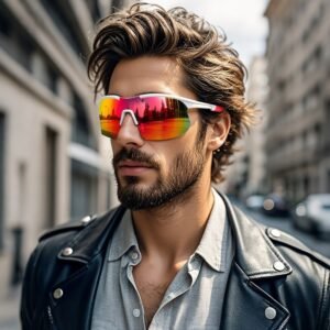 UV400 Polarized Protection for Outdoor Enthusiasts Crystal-clear vision: Engineered with polarized PC lenses to block 100% UV rays (UV400 certification). Ideal for cycling, skiing, driving, and fishing. Multi-Sport Versatility Ride, run, or glide: Designed for cyclists, motorcyclists, snowboarders, and hikers. Adjustable nose pads and ergonomic temples ensure a secure fit for any adventure. Lightweight & Durable Frame Unbreakable PC material: Scratch-resistant and shatterproof, perfect for rugged outdoor use. Sleek racing-style frames in black, white, or colorful accents. Windproof & Anti-Fog Technology Seamless ventilation: Dual air channels prevent fogging during intense activity. Hydrophobic coating repels sweat and rain for crystal-clear visibility. Fashion-Forward Design Trendy styles: Choose from sleek black frames, vibrant colored lenses (gray, blue, purple), or mirrored coatings. Matching hard cases included for on-the-go protection.