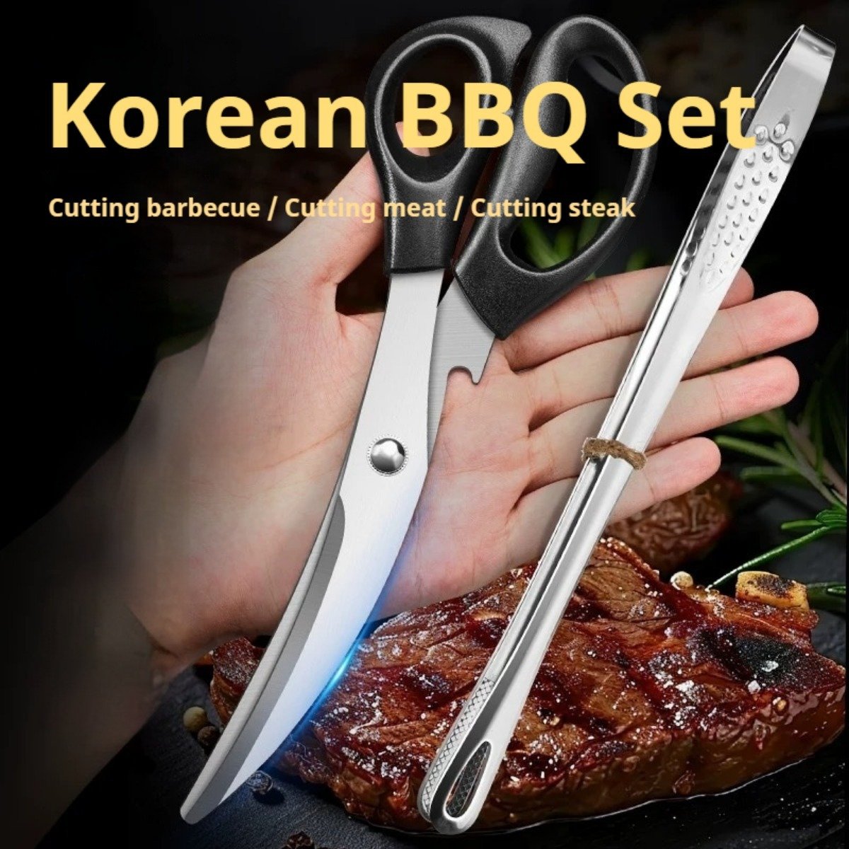 professional Korean BBQ scissors and tongs set