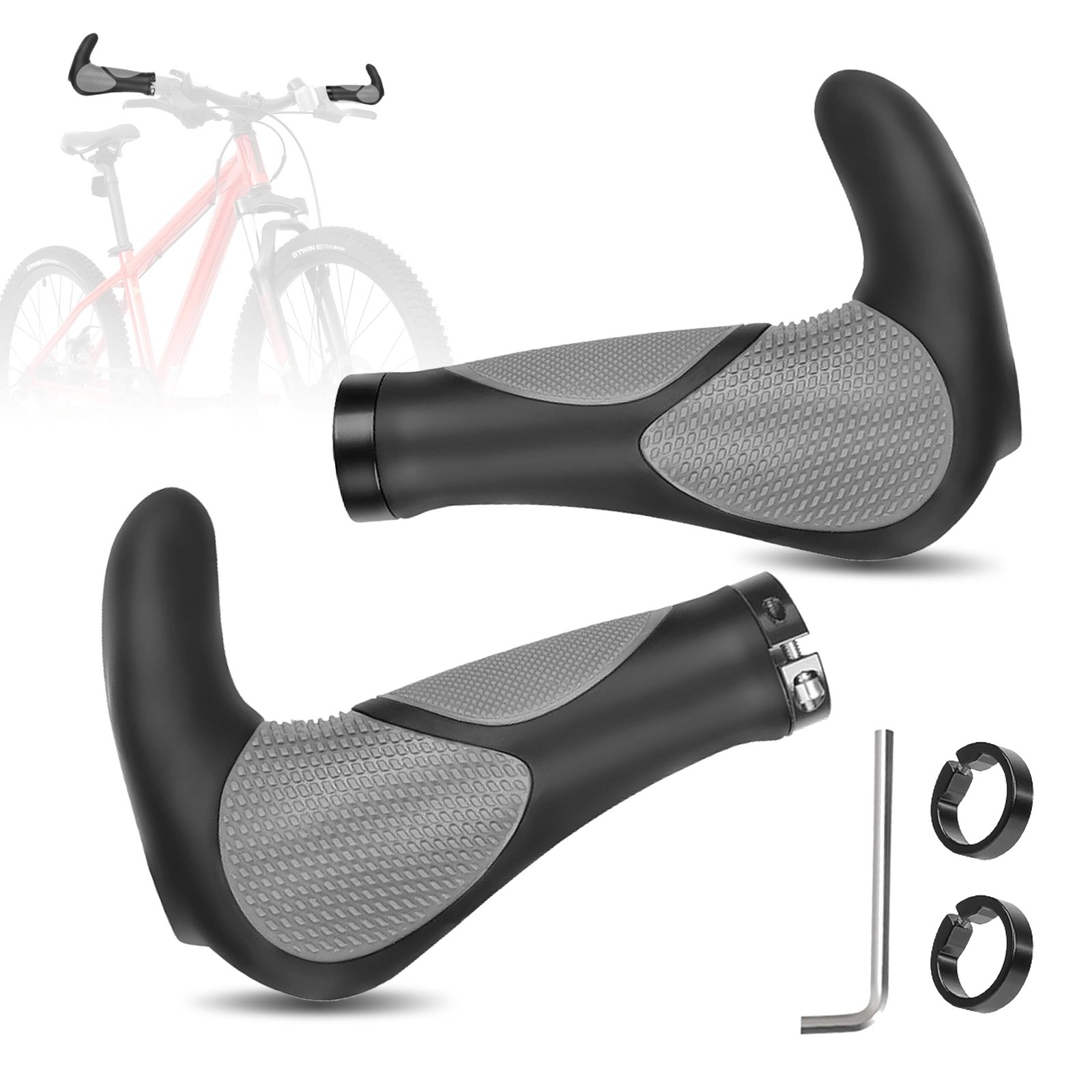 Mountain bike grips universal Fit - Works with most types of bicycle handlebars (including Road Bikes, Mountain Bikes, Fixies, or other adult bikes)