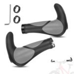 TGpao Ergonomic Bike Handlebar Grips, Ergonomic Anti-Slip Rubber Handlebar Grips with Alloy Ends, Shock-Absorbing & Comfortable for MTB/Road/Folding Bikes (Black-Gray)