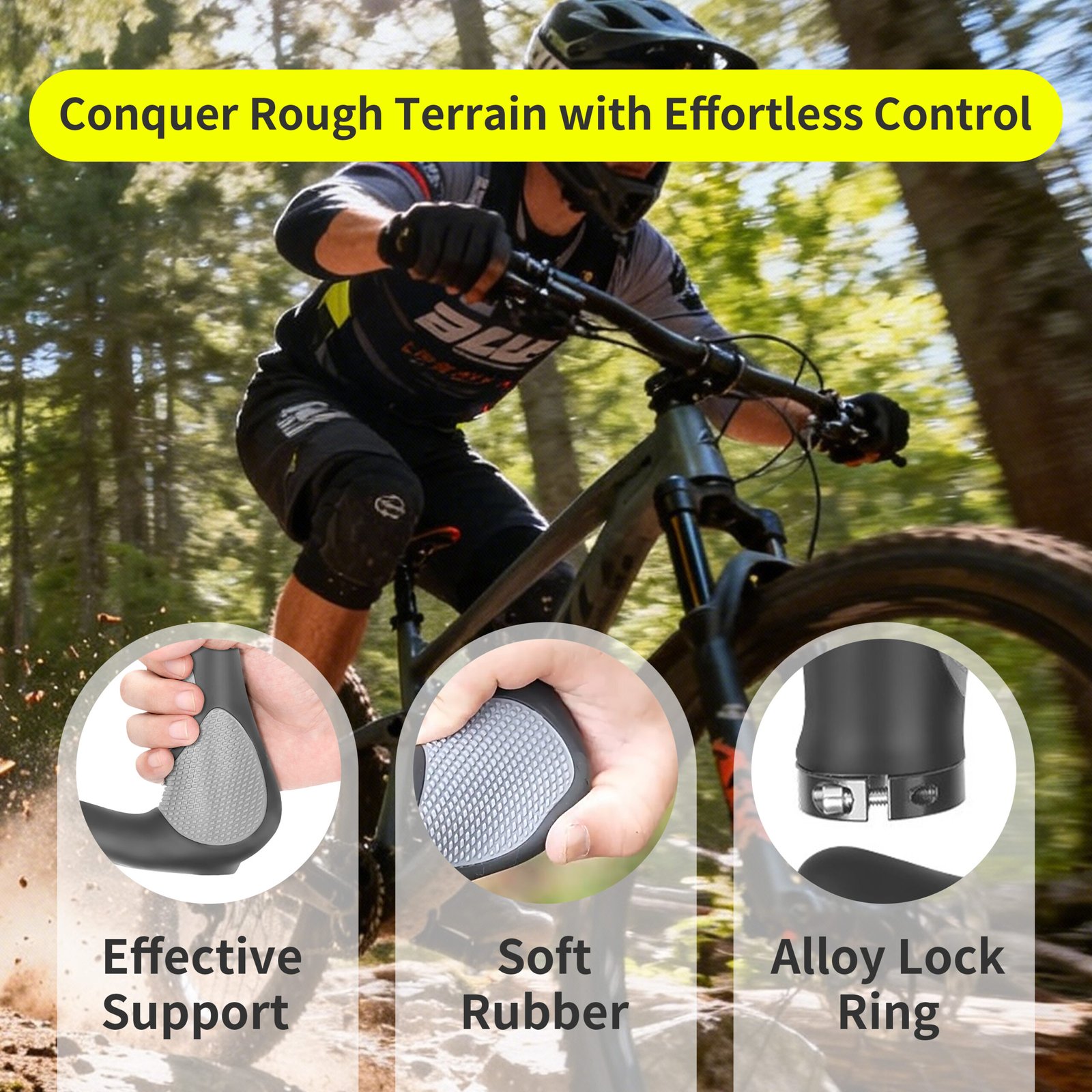 Ergonomic Bike Grips grip Anti-Slip Rubber Handlebar Folding Bikes for MTB Road Comfortable Widen Holding Bike Han Aluminum LockGrips dlebars Bicycle Handlebars