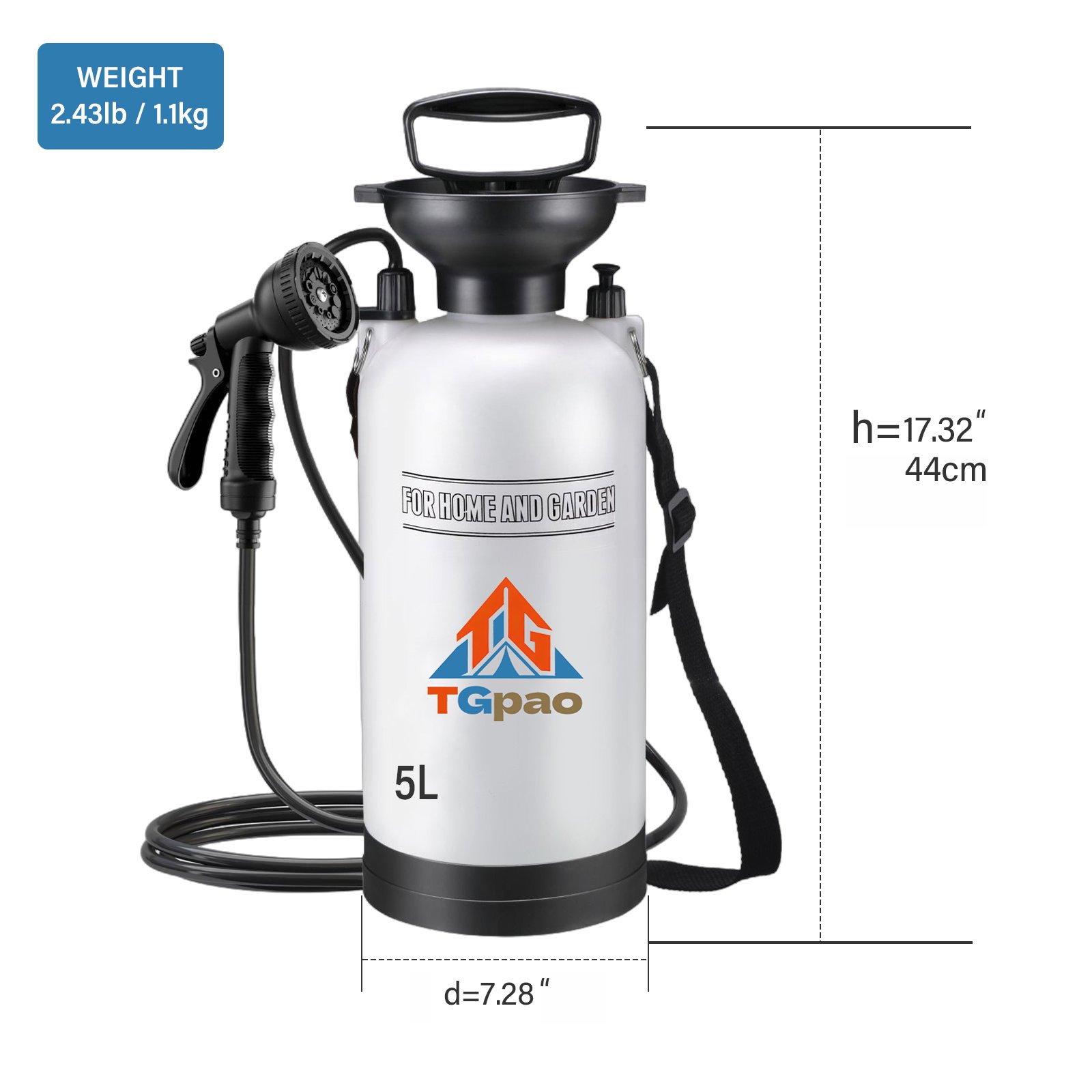5L manual pressure outdoor shower for camping