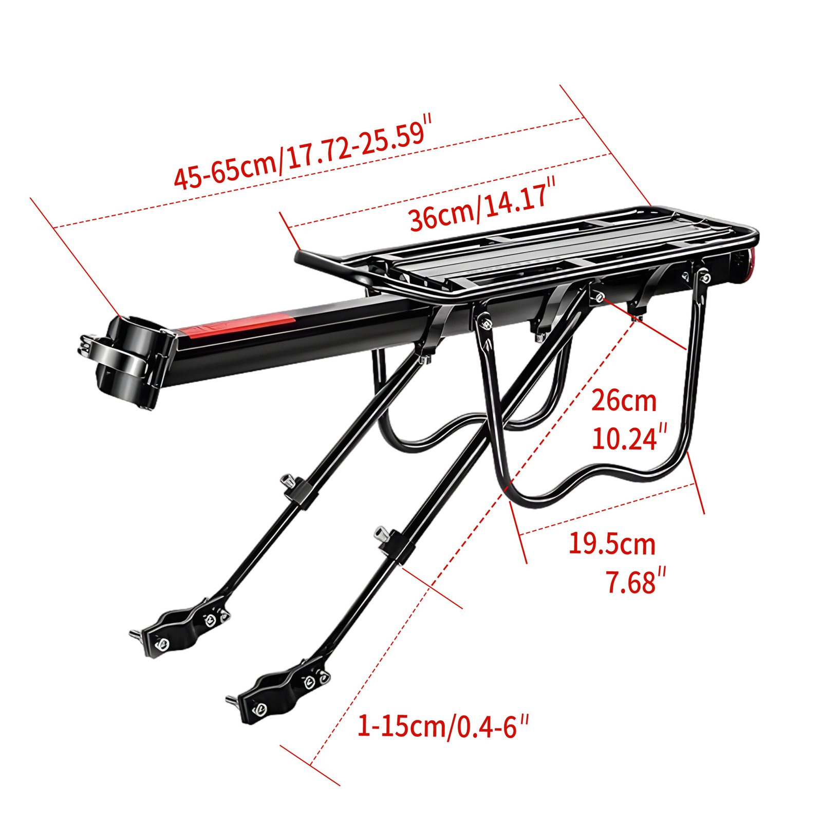 aluminum alloy bike rear rack with 220lb capacit